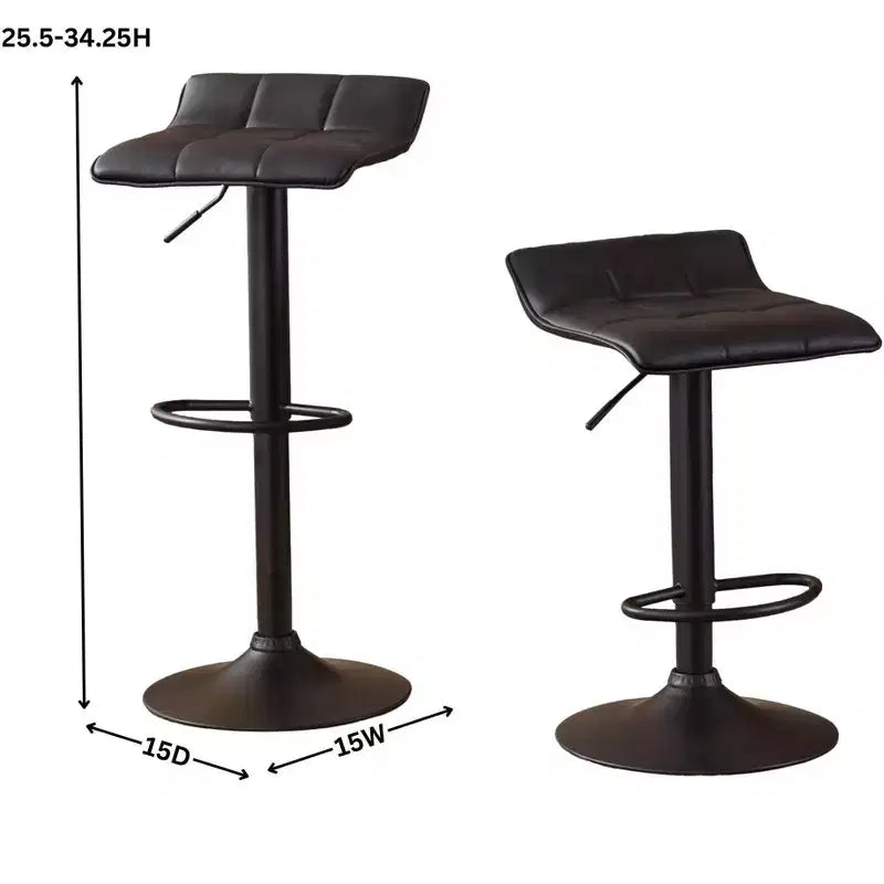 Tabouret de bar réglable pivotant en cuir reconstitué Roundhill Furniture Belham, noir, lot de 2