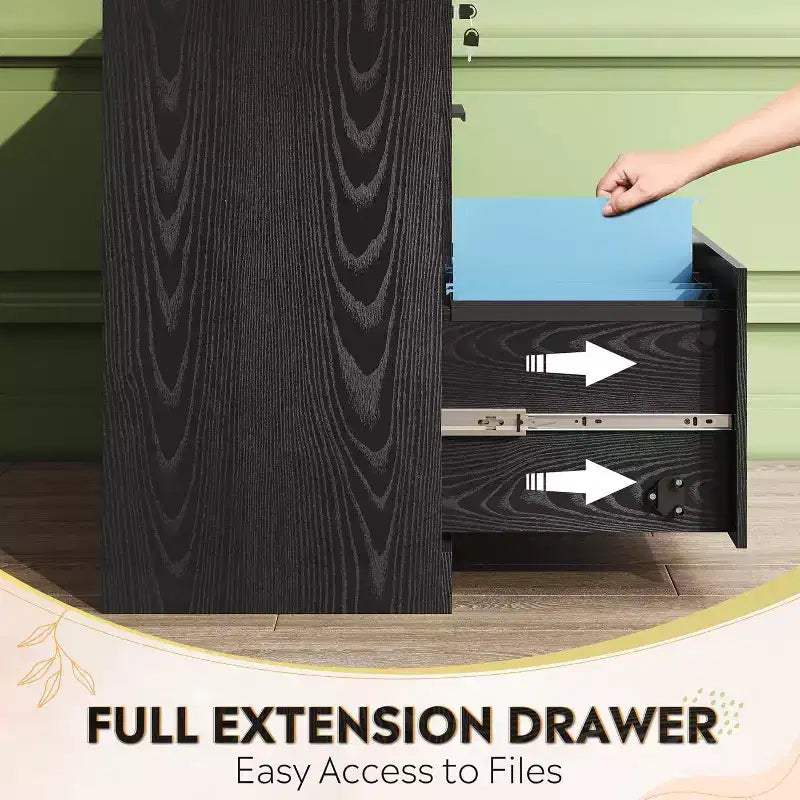 Meuble de rangement latéral en bois DEXYLLO à 2 tiroirs avec serrure, classeur pour le bureau et la maison, support d'imprimante avec mécanisme anti-basculement