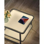 VASAGLE Tables basses gigognes, table basse en verre dépoli avec lumières LED, tables d'appoint carrées avec étagère inférieure