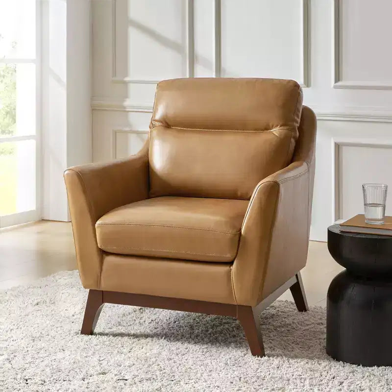 Fauteuil en cuir véritable Numitor Mid-Century Mordern | HULALA HOME