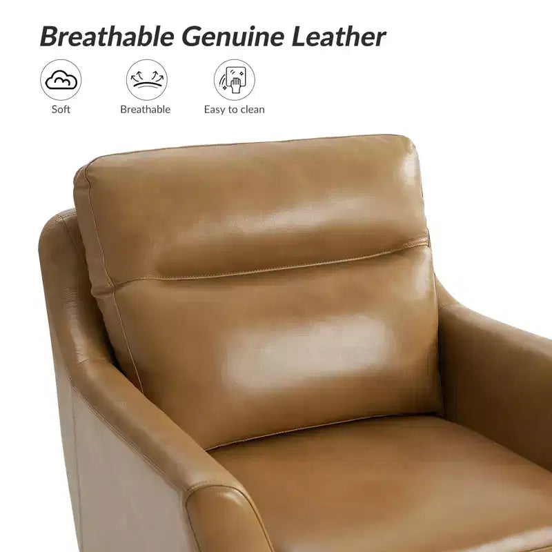 Fauteuil en cuir véritable Numitor Mid-Century Mordern | HULALA HOME
