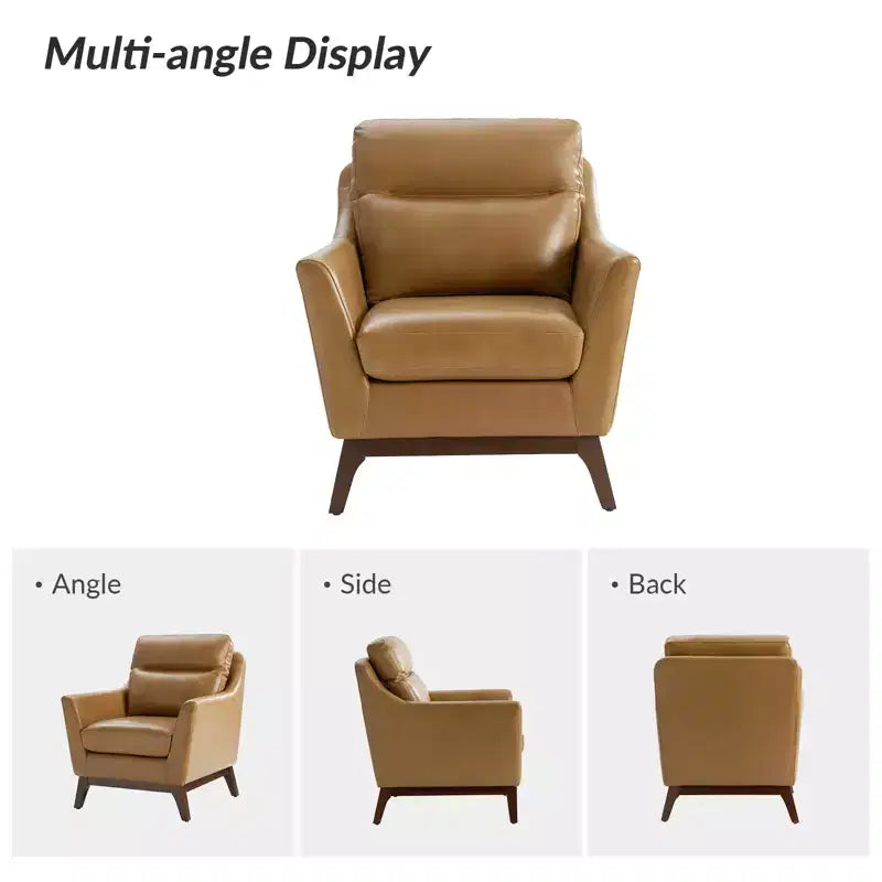 Fauteuil en cuir véritable Numitor Mid-Century Mordern | HULALA HOME