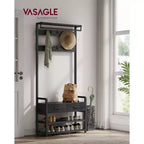 VASAGLE Hall Tree with Bench and Shoe Storage, Entryway Coat Rack with Shoe Bench, 2 Fabric Drawers, 10 Hooks