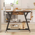Bestier Small Kitchen Trolley Cart on Wheels, Bar Cart with 3-Tier Shelf, Rolling Kitchen Island Table, Home Bar Serving Cart Coffee Bar Stand