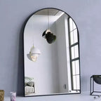 Miroir de cheminée cintré 24 x 36, Noir/Doré-HOMLUX : Cadre métallique, Montage mural, Décoration moderne