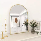 Miroir de cheminée cintré 24 x 36, Noir/Doré-HOMLUX : Cadre métallique, Montage mural, Décoration moderne