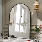 Miroir de cheminée cintré 24 x 36, Noir/Doré-HOMLUX : Cadre métallique, Montage mural, Décoration moderne