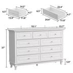 Commode Famapy à 9 Tiroirs Style Classique Poignées Boutons en Métal 5 Pieds de Support