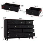 Commode Famapy à 9 Tiroirs Style Classique Poignées Boutons en Métal 5 Pieds de Support