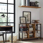 Étagère, étagère cube, console, meuble TV avec 6 cubes de rangement, 33 x 120 x 80 cm, design industriel, marron rustique