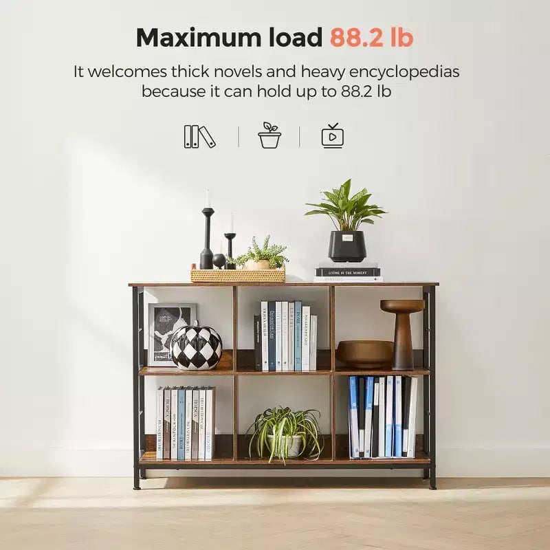 Étagère, étagère cube, console, meuble TV avec 6 cubes de rangement, 33 x 120 x 80 cm, design industriel, marron rustique