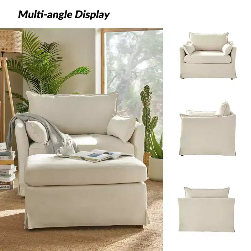 Fauteuil Nat déhoussable avec pouf | HULALA HOME