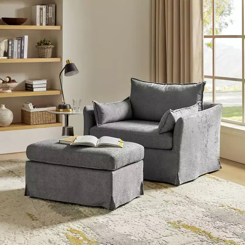 Fauteuil Nat déhoussable avec pouf | HULALA HOME