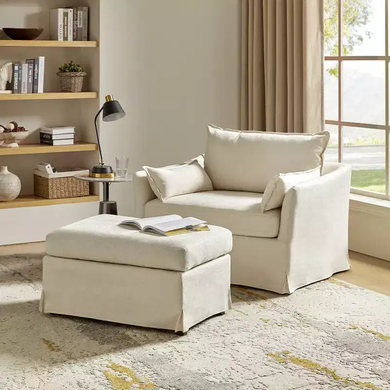 Fauteuil Nat déhoussable avec pouf | HULALA HOME
