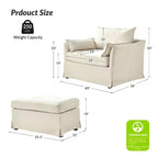 Fauteuil Nat déhoussable avec pouf | HULALA HOME