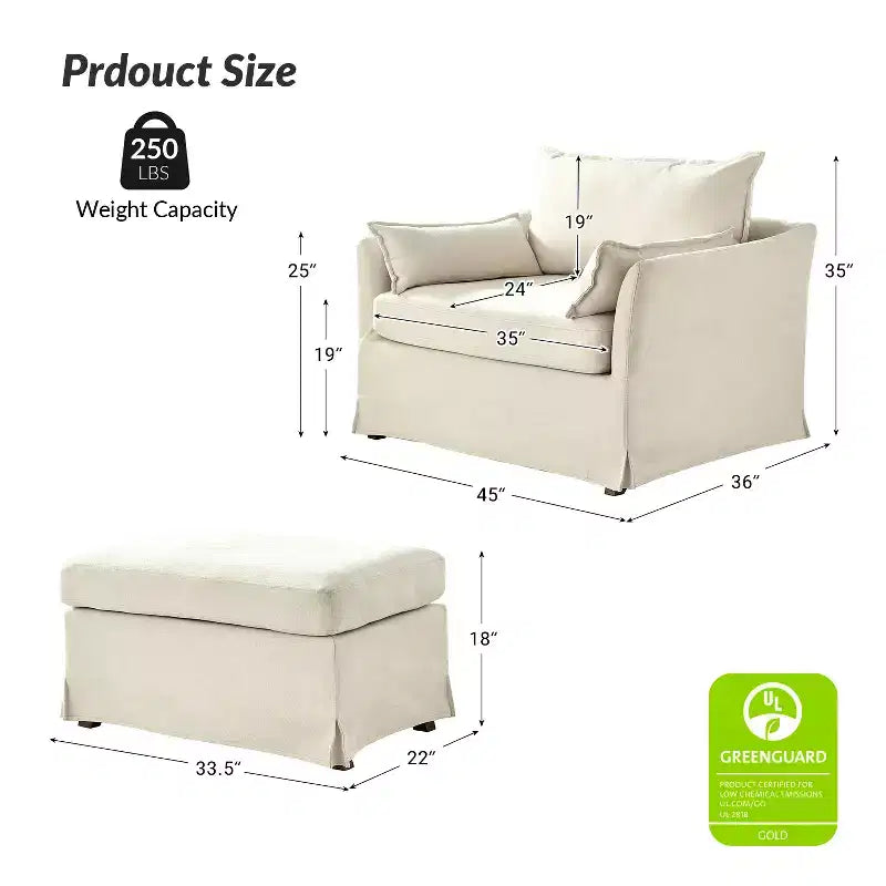 Fauteuil Nat déhoussable avec pouf | HULALA HOME