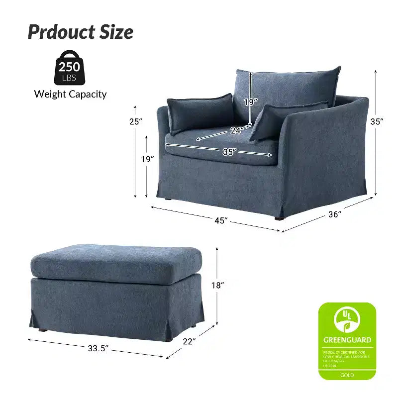 Fauteuil Nat déhoussable avec pouf | HULALA HOME