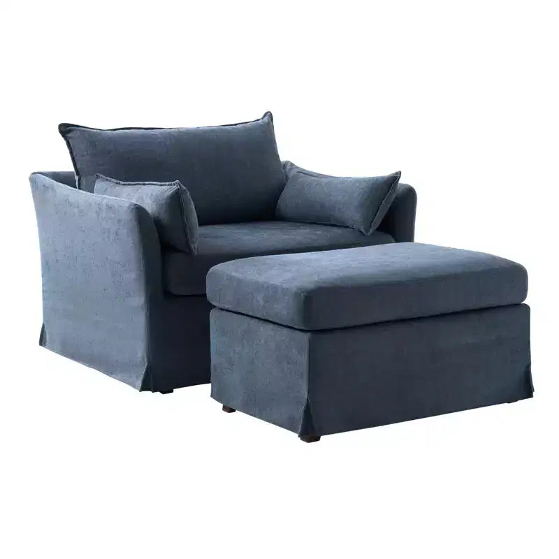 Nat Slipcovered Armchair with Ottoman | HULALA HOME