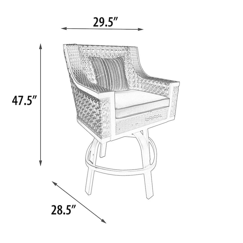 Chaise de bar pivotante Monterey Patio avec coussin décoratif – N/A
