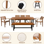 Ensemble de salle à manger d'extérieur en bois pour 7-8 personnes avec coussins amovibles et table