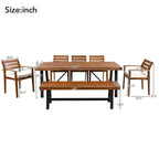 Ensemble de salle à manger d'extérieur en bois pour 7-8 personnes avec coussins amovibles et table