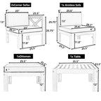 Ensemble de canapé d'angle en bois 5 pièces avec finition naturelle et tissus à fermeture éclair améliorés - Panneaux verrouillables pour plus de sécurité