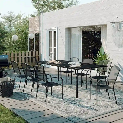 Ensemble de salle à manger 9 pièces avec table et chaises en maille pour patio
