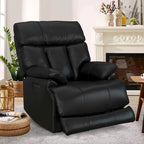 Fauteuil inclinable électrique en cuir véritable noir Zéro gravité Double motorisation Têtière réglable Repose-pieds extensible