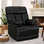 Fauteuil inclinable électrique en cuir véritable noir Zéro gravité Double motorisation Têtière réglable Repose-pieds extensible