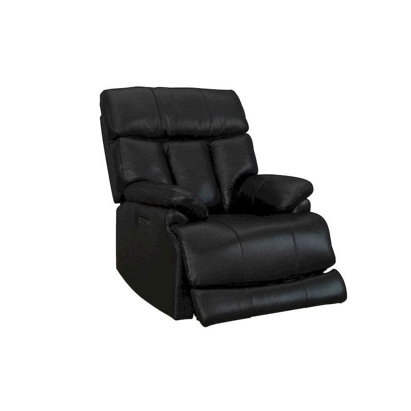 Fauteuil inclinable électrique en cuir véritable noir Zéro gravité Double motorisation Têtière réglable Repose-pieds extensible