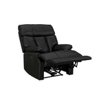 Fauteuil inclinable électrique en cuir véritable noir Zéro gravité Double motorisation Têtière réglable Repose-pieds extensible