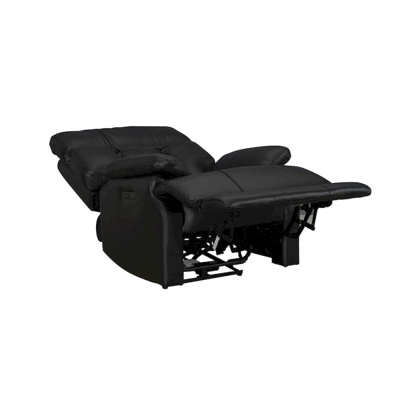 Fauteuil inclinable électrique en cuir véritable noir Zéro gravité Double motorisation Têtière réglable Repose-pieds extensible