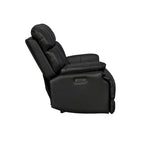Fauteuil inclinable électrique en cuir véritable noir Zéro gravité Double motorisation Têtière réglable Repose-pieds extensible