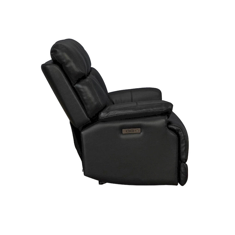 Fauteuil inclinable électrique en cuir véritable noir Zéro gravité Double motorisation Têtière réglable Repose-pieds extensible