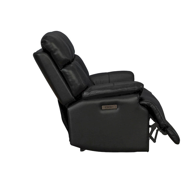 Fauteuil inclinable électrique en cuir véritable noir Zéro gravité Double motorisation Têtière réglable Repose-pieds extensible