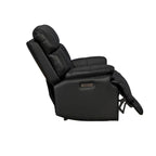 Fauteuil inclinable électrique en cuir véritable noir Zéro gravité Double motorisation Têtière réglable Repose-pieds extensible