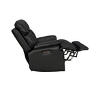 Fauteuil inclinable électrique en cuir véritable noir Zéro gravité Double motorisation Têtière réglable Repose-pieds extensible