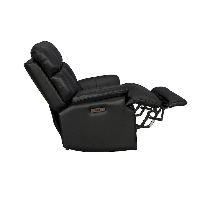 Fauteuil inclinable électrique en cuir véritable noir Zéro gravité Double motorisation Têtière réglable Repose-pieds extensible