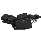 Fauteuil inclinable électrique en cuir véritable noir Zéro gravité Double motorisation Têtière réglable Repose-pieds extensible