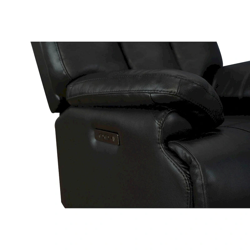 Fauteuil inclinable électrique en cuir véritable noir Zéro gravité Double motorisation Têtière réglable Repose-pieds extensible