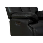 Fauteuil inclinable électrique en cuir véritable noir Zéro gravité Double motorisation Têtière réglable Repose-pieds extensible