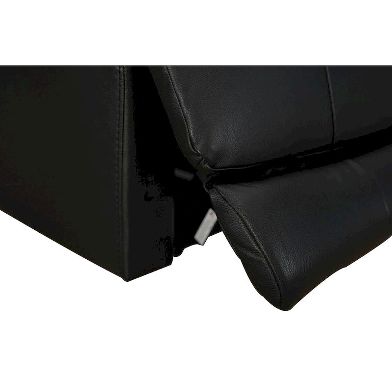 Fauteuil inclinable électrique en cuir véritable noir Zéro gravité Double motorisation Têtière réglable Repose-pieds extensible
