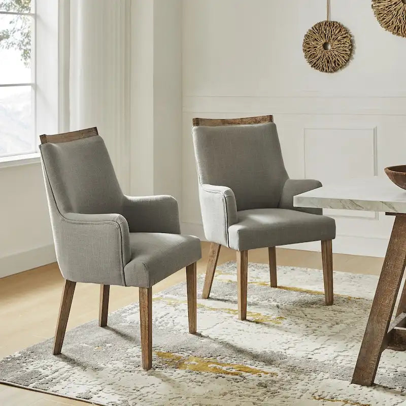 Ensemble de 2 chaises de salle à manger en bois massif rembourrées de style rustique
