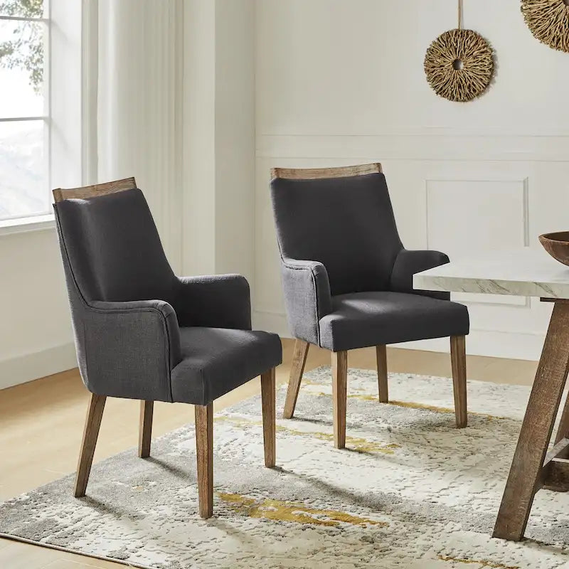 Ensemble de 2 chaises de salle à manger en bois massif rembourrées de style rustique
