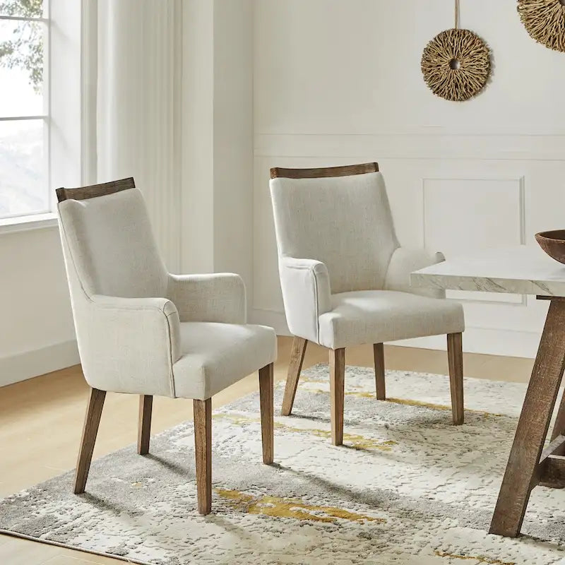 Ensemble de 2 chaises de salle à manger en bois massif rembourrées de style rustique