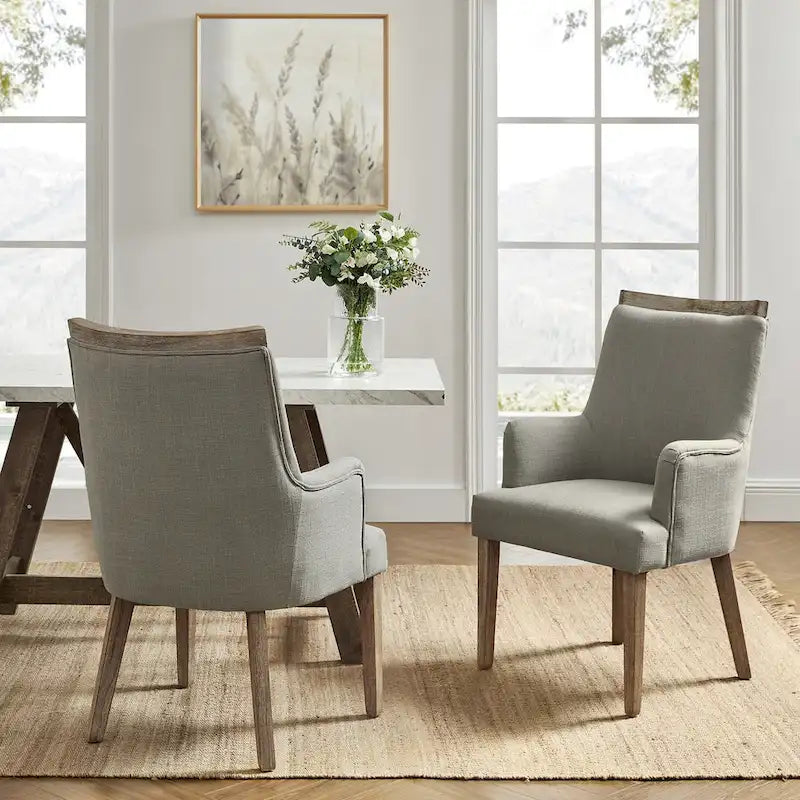 Ensemble de 2 chaises de salle à manger en bois massif rembourrées de style rustique