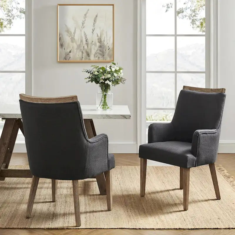 Ensemble de 2 chaises de salle à manger en bois massif rembourrées de style rustique