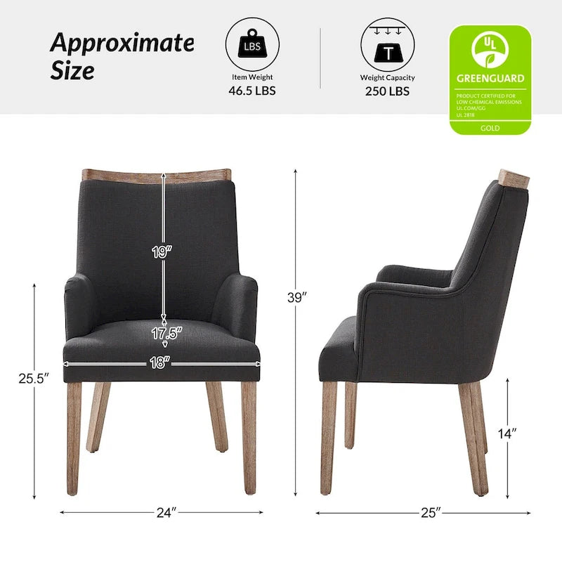 Ensemble de 2 chaises de salle à manger en bois massif rembourrées de style rustique