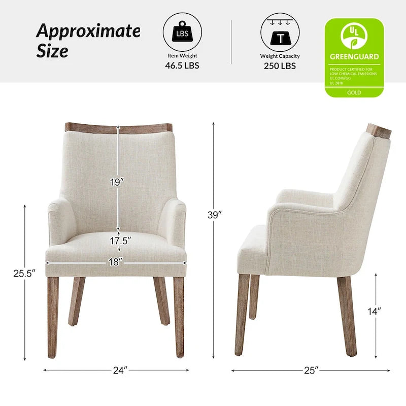 Ensemble de 2 chaises de salle à manger en bois massif rembourrées de style rustique