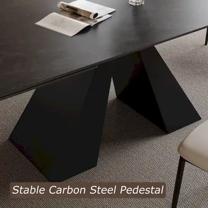 Table à manger moderne extensible 63-95, plateau en pierre frittée mate, table de cuisine moderne pour 6-10 personnes - 94,5 x 35,4